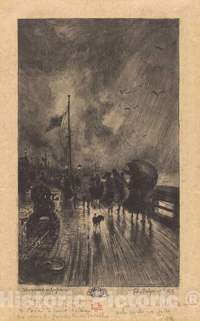 Art Print : FÃ©lix-Hilaire Buhot, Un DÃ©barquement en Angleterre (Landing in England), 1879 - Vintage Wall Art