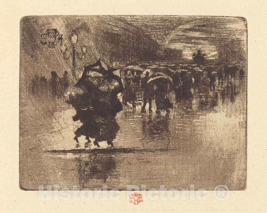 Art Print : FÃ©lix-Hilaire Buhot, Le Petit Enterrement (The Burial - Small Plate), 1878 - Vintage Wall Art