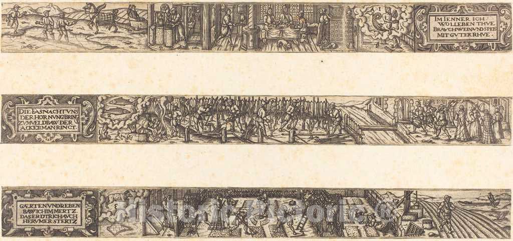 Art Print : Franz Brun, Three Months, 1584 - Vintage Wall Art