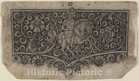 Art Print : Arabesque with Knight - Vintage Wall Art