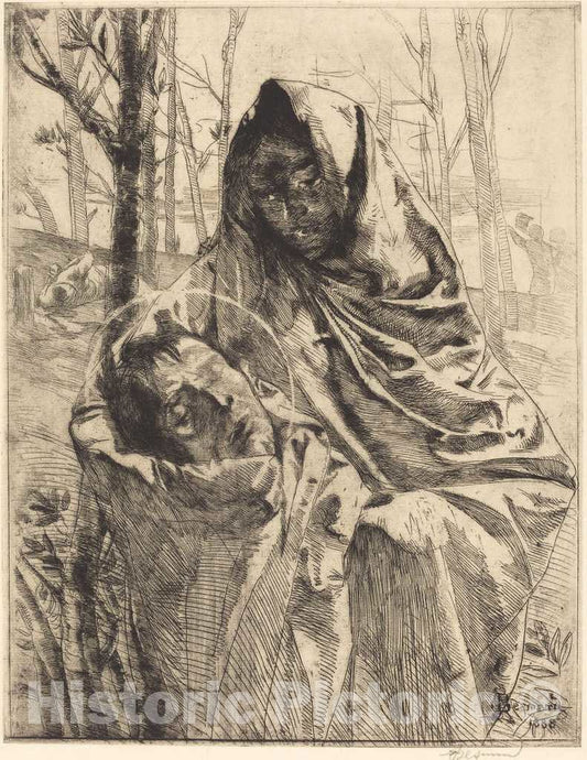 Art Print : Albert Besnard, A Martyr, 1883 - Vintage Wall Art