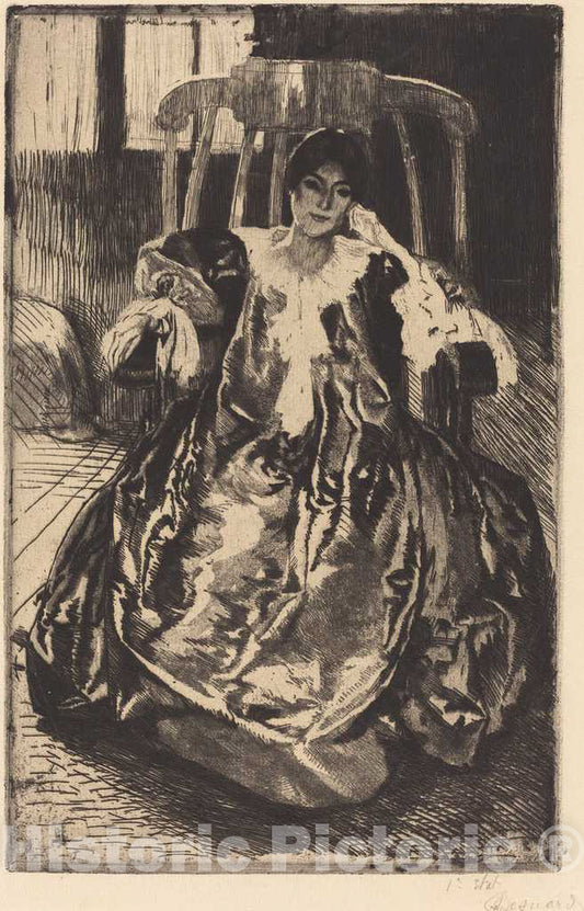 Art Print : Albert Besnard, The Silk Gown (La Robe de Soie), 1887 - Vintage Wall Art