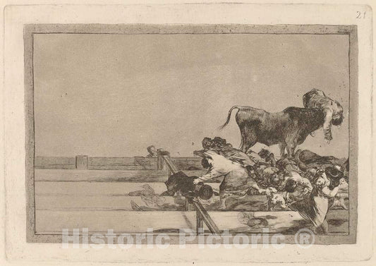 Art Print : Francisco de Goya, Dreadful Events in The Front Rows of The Ring at Madrid and Death of The Mayor of Torrejon, in or Before 1816 - Vintage Wall Art
