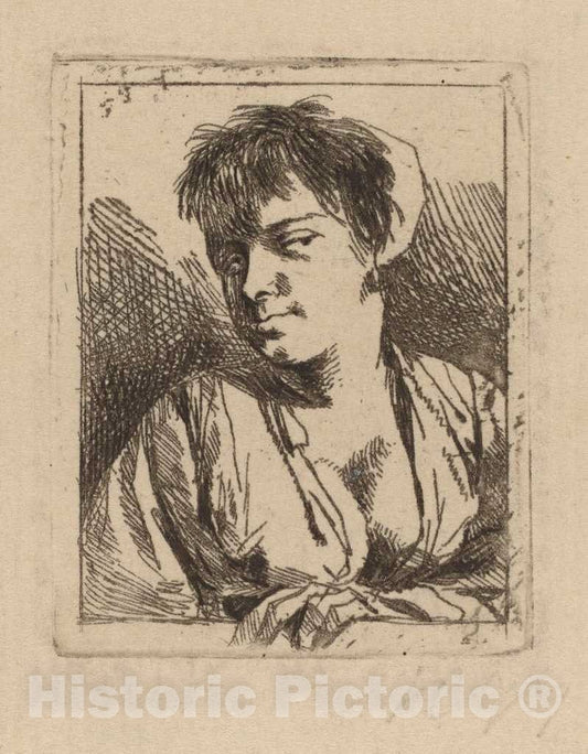 Art Print : Cornelis Bega, Bust of a Young Woman - Vintage Wall Art