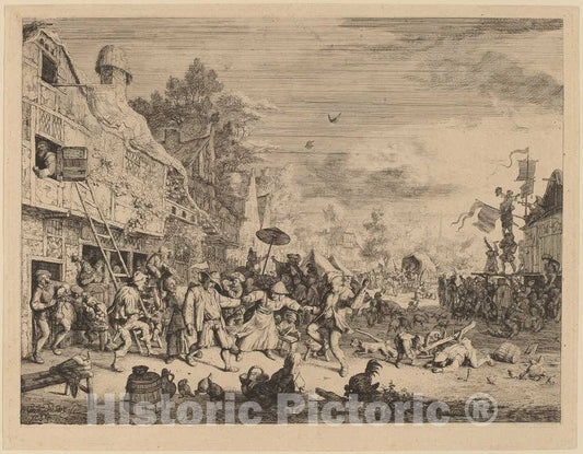 Art Print : Cornelis Dusart, Village Festival, 1685 - Vintage Wall Art