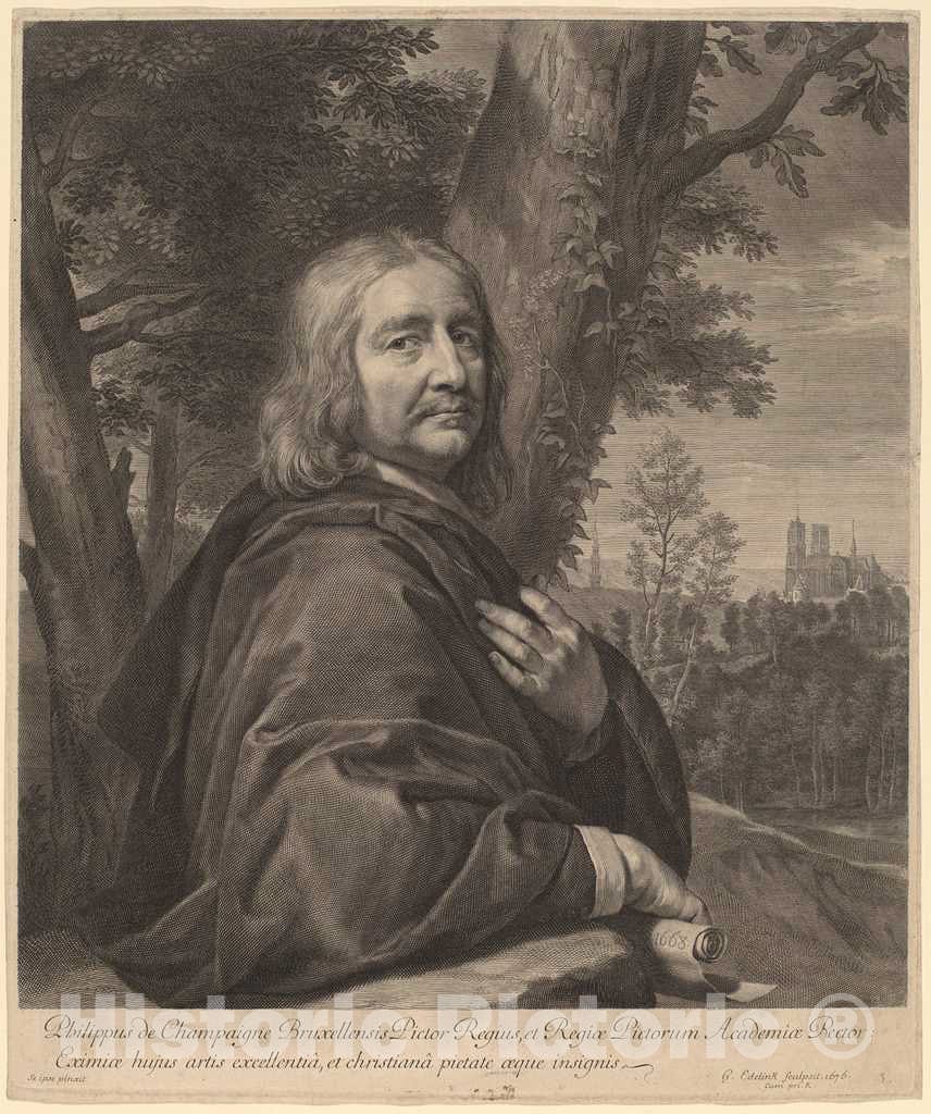 Art Print : Edelinck After Champaigne, Philippe de Champaigne, 1676 - Vintage Wall Art