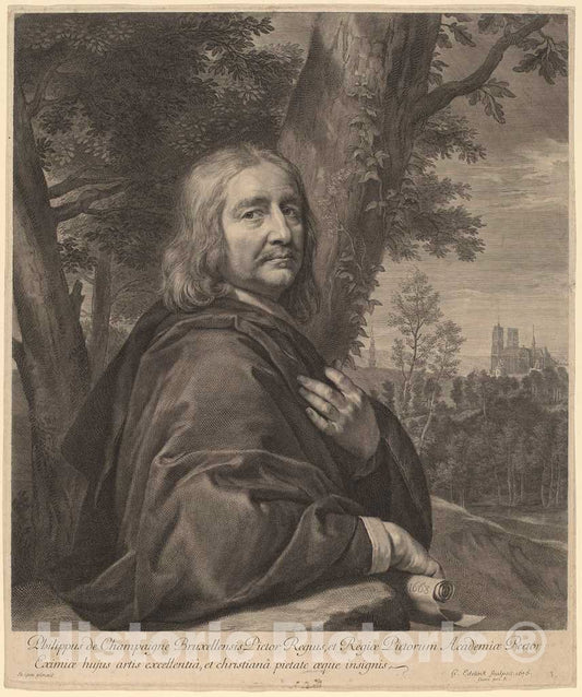 Art Print : Edelinck After Champaigne, Philippe de Champaigne, 1676 - Vintage Wall Art
