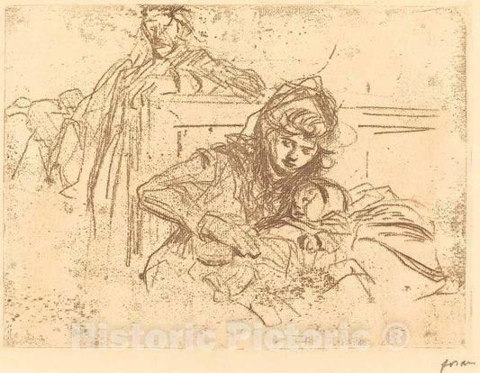 Art Print : Louis Forain, Evidence at The Hearing (First Plate), 1908 - Vintage Wall Art