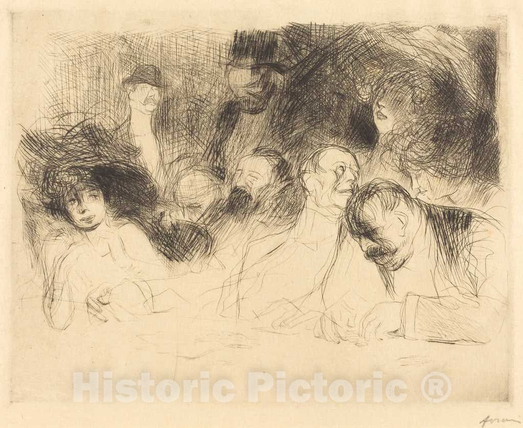 Art Print : Louis Forain, at The Gambling Table (First Plate), 1909 - Vintage Wall Art