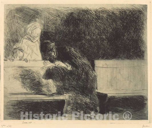 Art Print : Louis Forain, Lawyer Going Through a Brief, 1909 - Vintage Wall Art