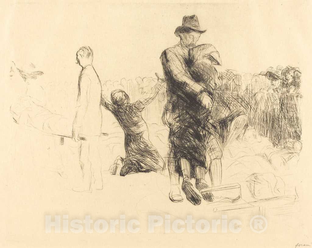 Art Print : Louis Forain, Lourdes, Transport of The Paralyzed, c.1913 - Vintage Wall Art