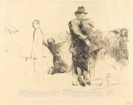 Art Print : Louis Forain, Lourdes, Transport of The Paralyzed, c.1913 - Vintage Wall Art