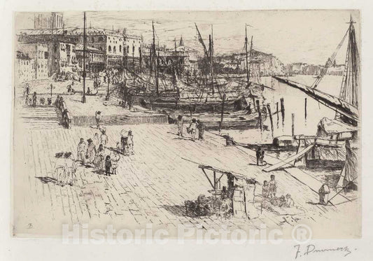 Art Print : Frank Duveneck, Riva Degli Schiavoni (2), c. 1880 - Vintage Wall Art