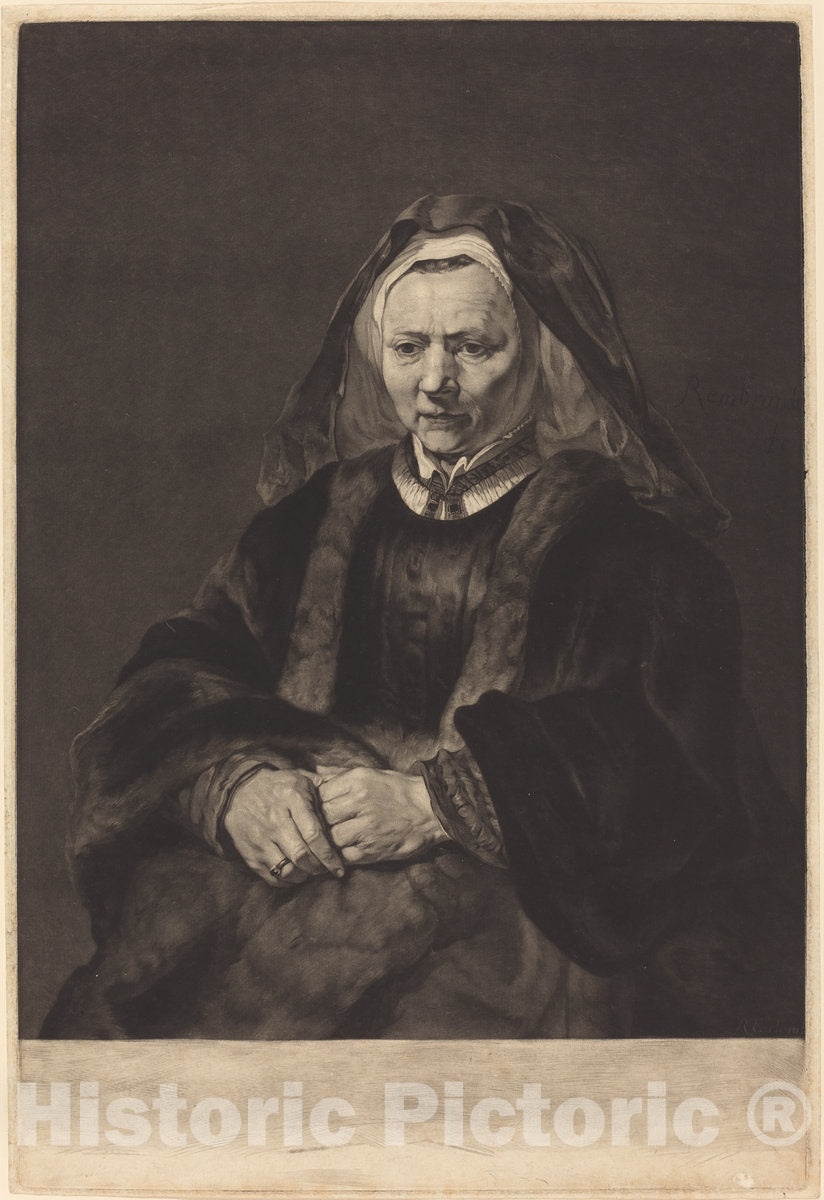Art Print : Earlom After Rembrandt, Rembrandt's Wife - Vintage Wall Art