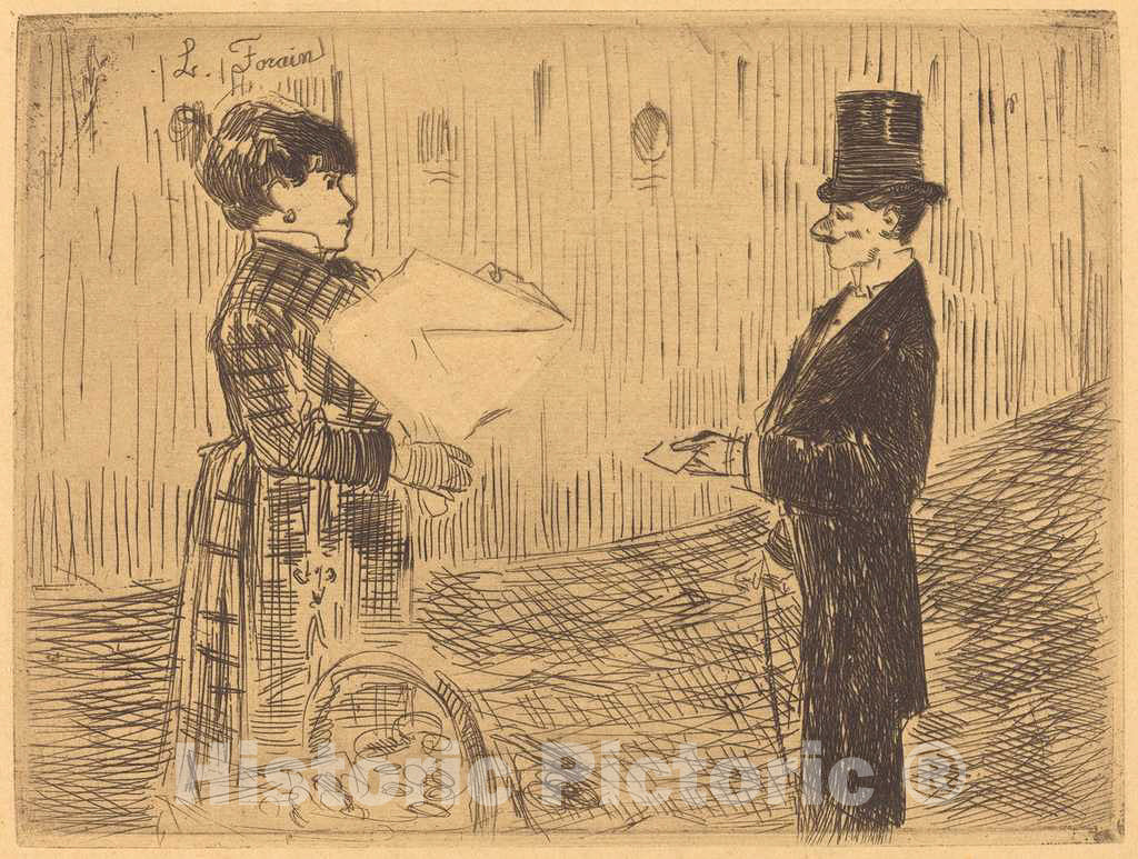 Art Print : Louis Forain, The Bouquet, c. 1876 - Vintage Wall Art