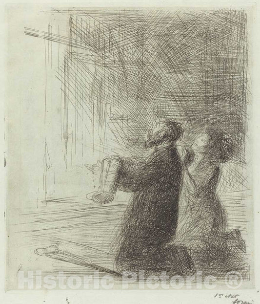 Art Print : Louis Forain, Lourdes, Imploring Before The Grotto (Fourth Plate), c.1913 - Vintage Wall Art