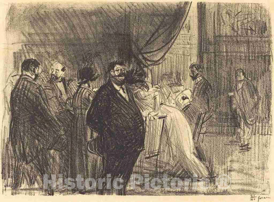 Art Print : Louis Forain, Gambling Room, 1914 - Vintage Wall Art