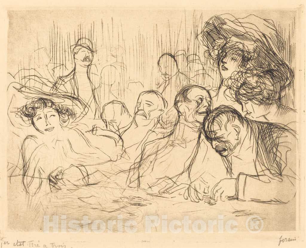 Art Print : Louis Forain, at The Gambling Table (First Plate), 1909 - Vintage Wall Art