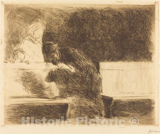 Art Print : Louis Forain, Lawyer Going Through a Brief, 1909 - Vintage Wall Art