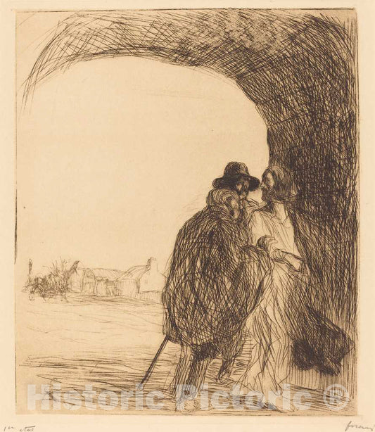 Art Print : Louis Forain, The Meeting Under The Arch (Third Plate), 1910 - Vintage Wall Art