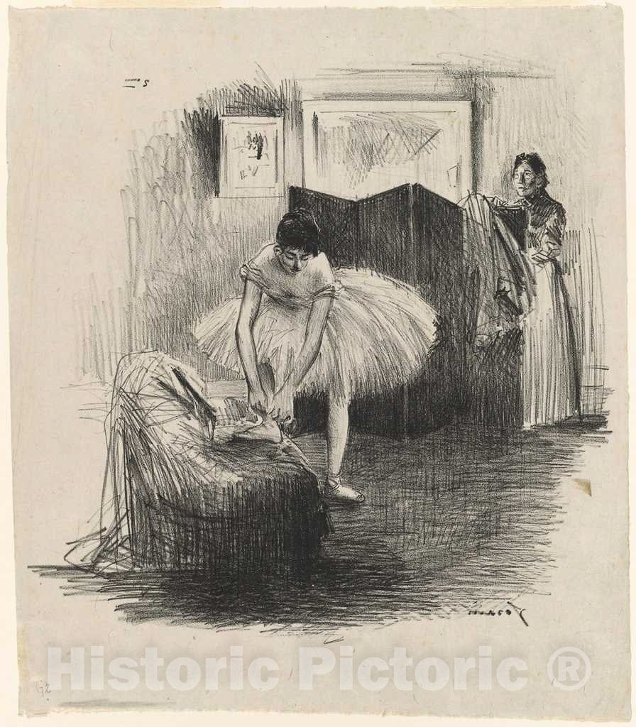 Art Print : Louis Forain, Dancer Tying Her Slipper, c. 1891 - Vintage Wall Art