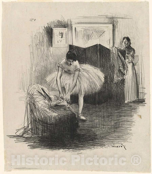 Art Print : Louis Forain, Dancer Tying Her Slipper, c. 1891 - Vintage Wall Art