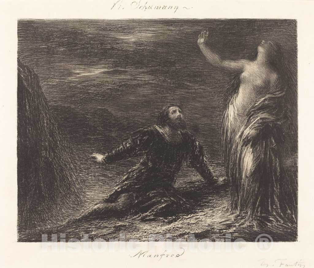 Art Print : Henri Fantin-Latour, Manfred and Astarte (2nd Plate), 1881 - Vintage Wall Art