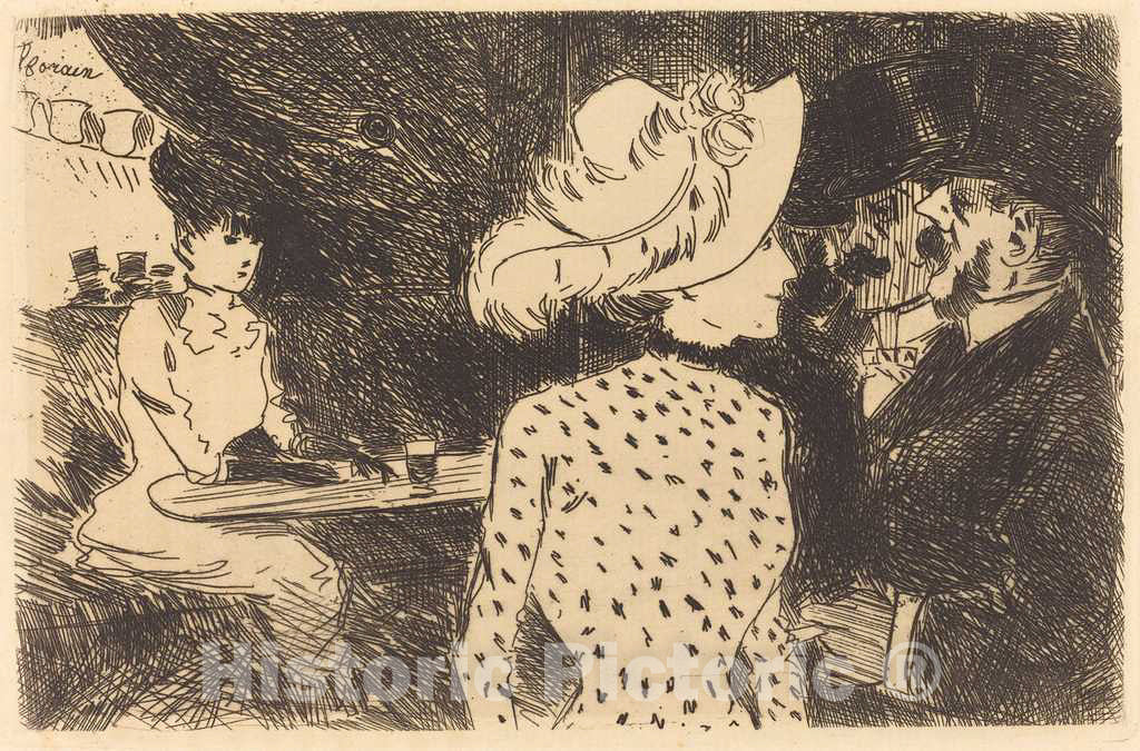 Art Print : Louis Forain, The Folies Bergere (Refused Plate, Second Plate), 1880 and 1886 - Vintage Wall Art