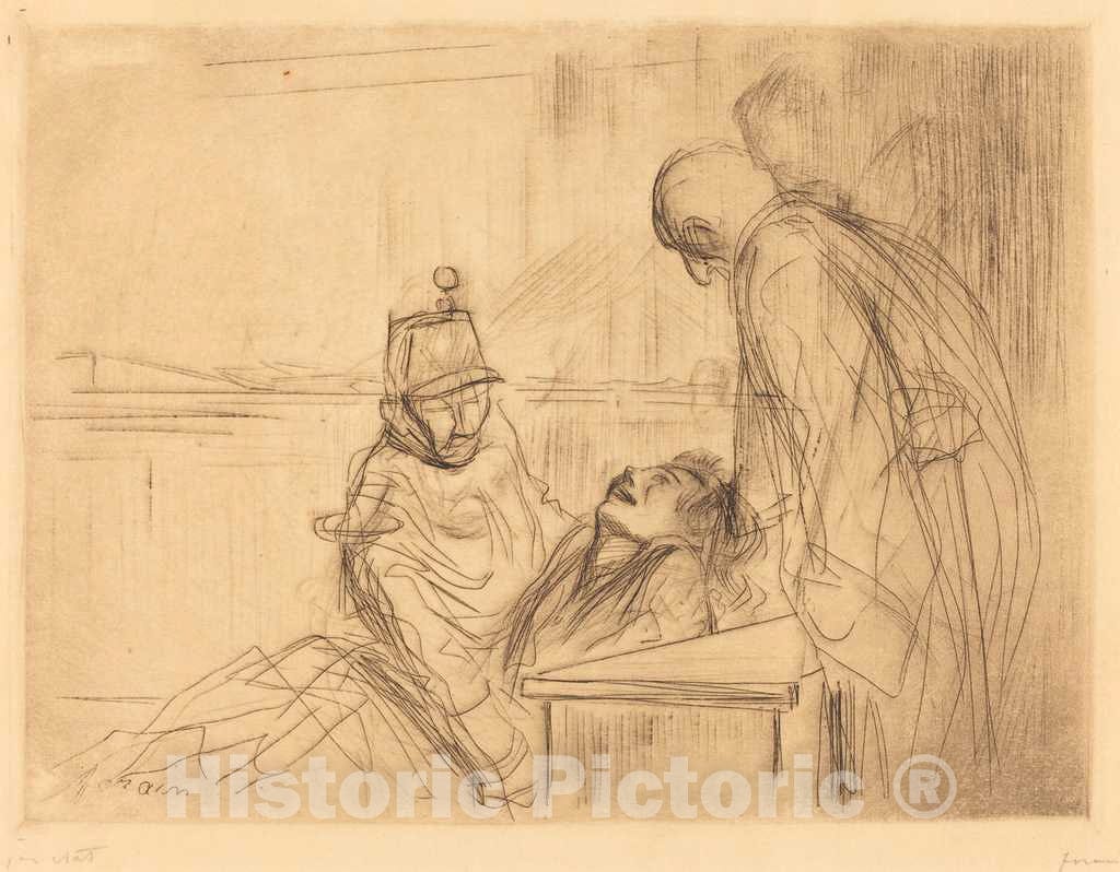 Art Print : Louis Forain, Fainting at The Hearing, 1910 - Vintage Wall Art