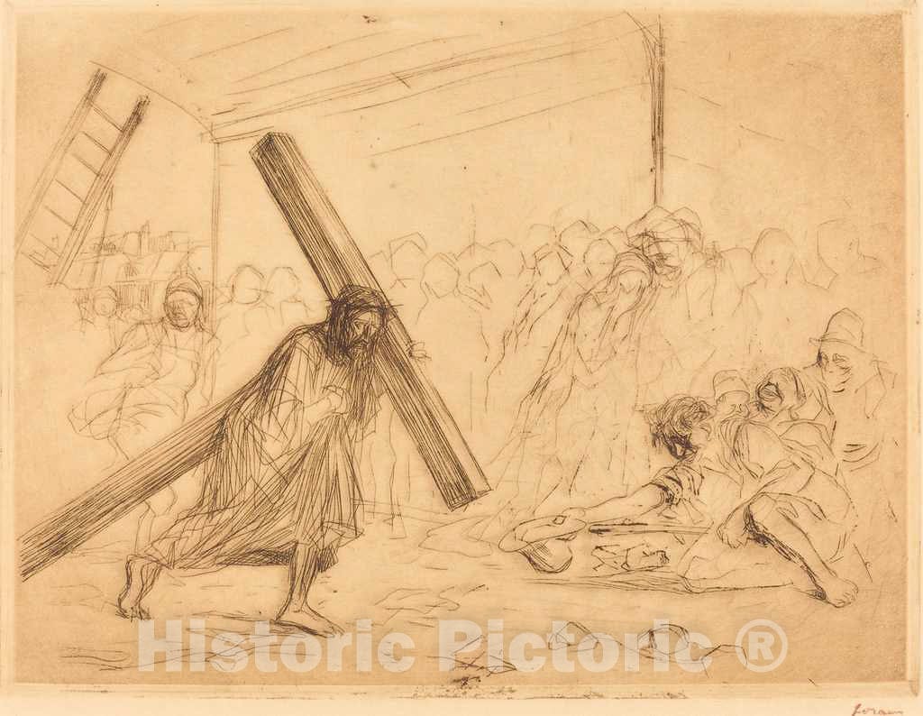 Art Print : Louis Forain, Christ Carrying The Cross (Fourth Plate), 1910 - Vintage Wall Art