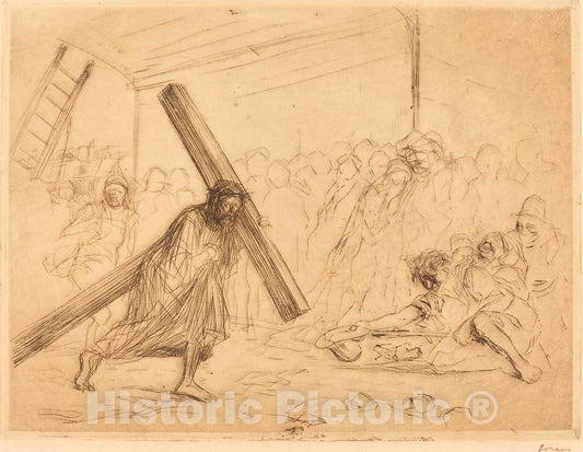 Art Print : Louis Forain, Christ Carrying The Cross (Fourth Plate), 1910 - Vintage Wall Art