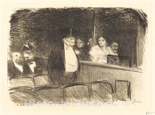 Art Print : Louis Forain, at The Theatre, c. 1892 - Vintage Wall Art