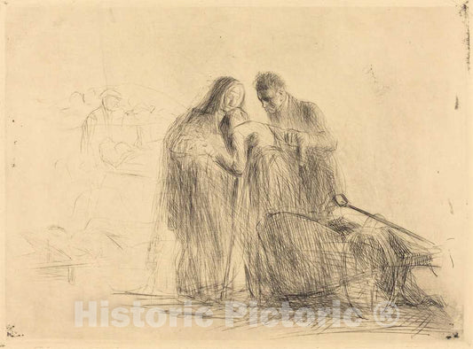 Art Print : Louis Forain, Lourdes, The Paralytic (Second Plate), c.1913 - Vintage Wall Art