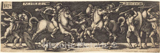 Art Print : Sebald Beham, Achilles and Hector - Vintage Wall Art