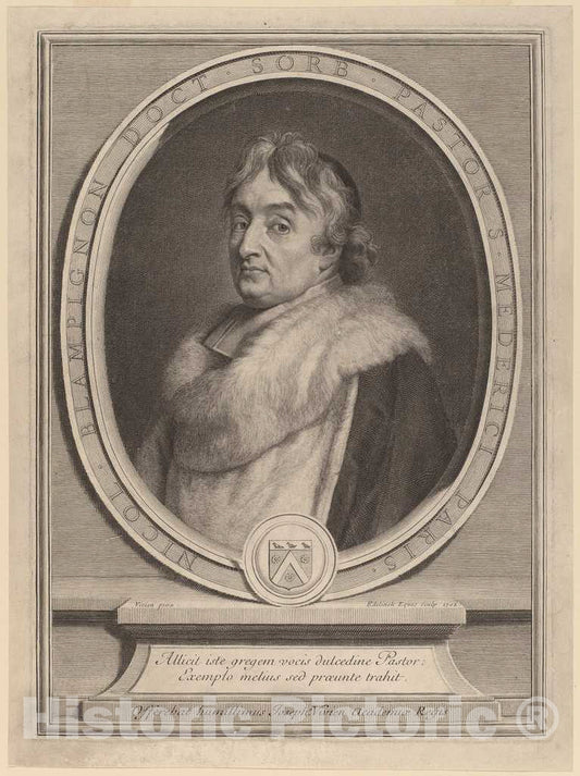 Art Print : Edelinck After Vivien, Nicolas de Blampignon, 1702 - Vintage Wall Art