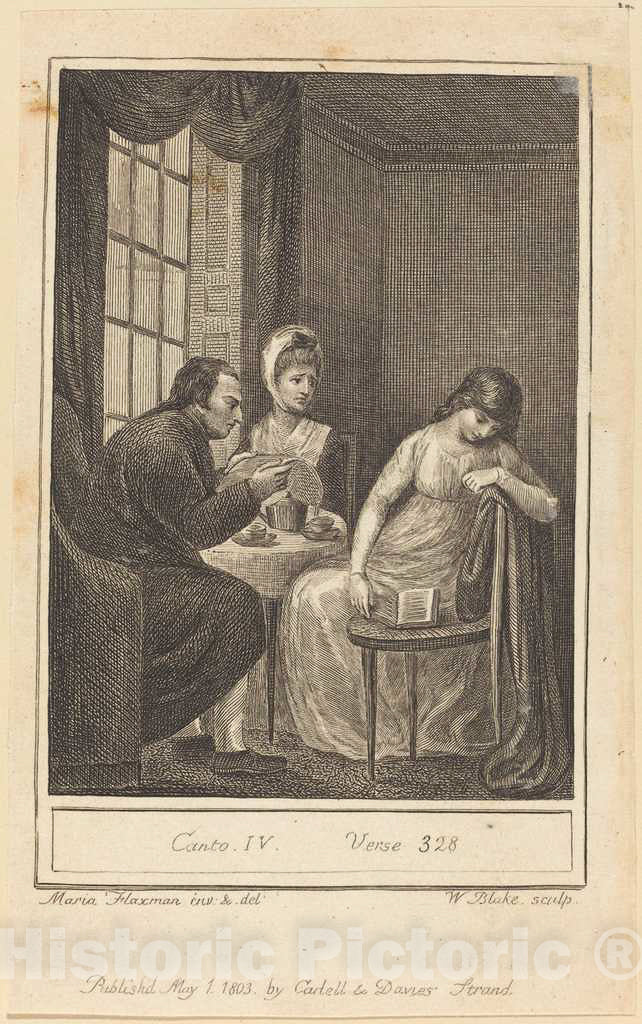 Art Print : Blake After Flaxman, Canto IV, Verse 328, 1803 - Vintage Wall Art