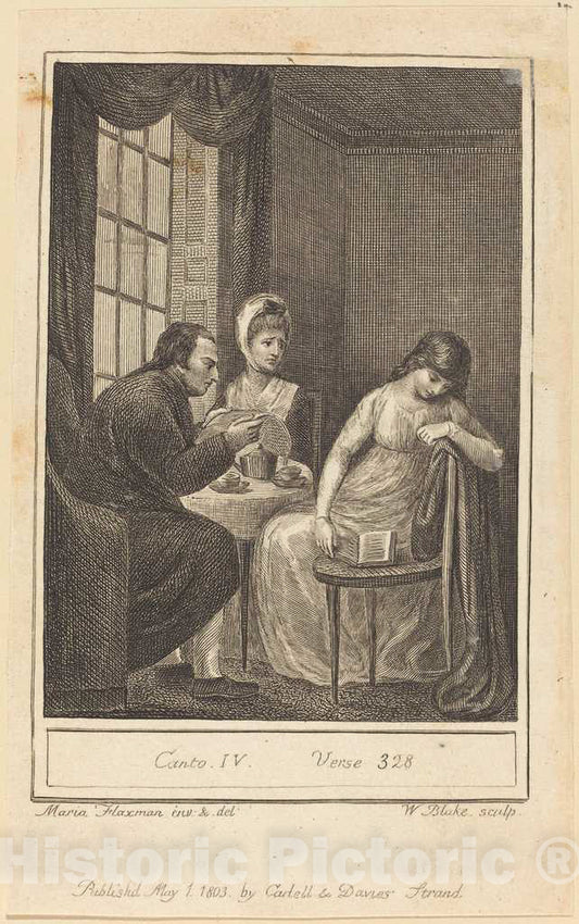 Art Print : Blake After Flaxman, Canto IV, Verse 328, 1803 - Vintage Wall Art