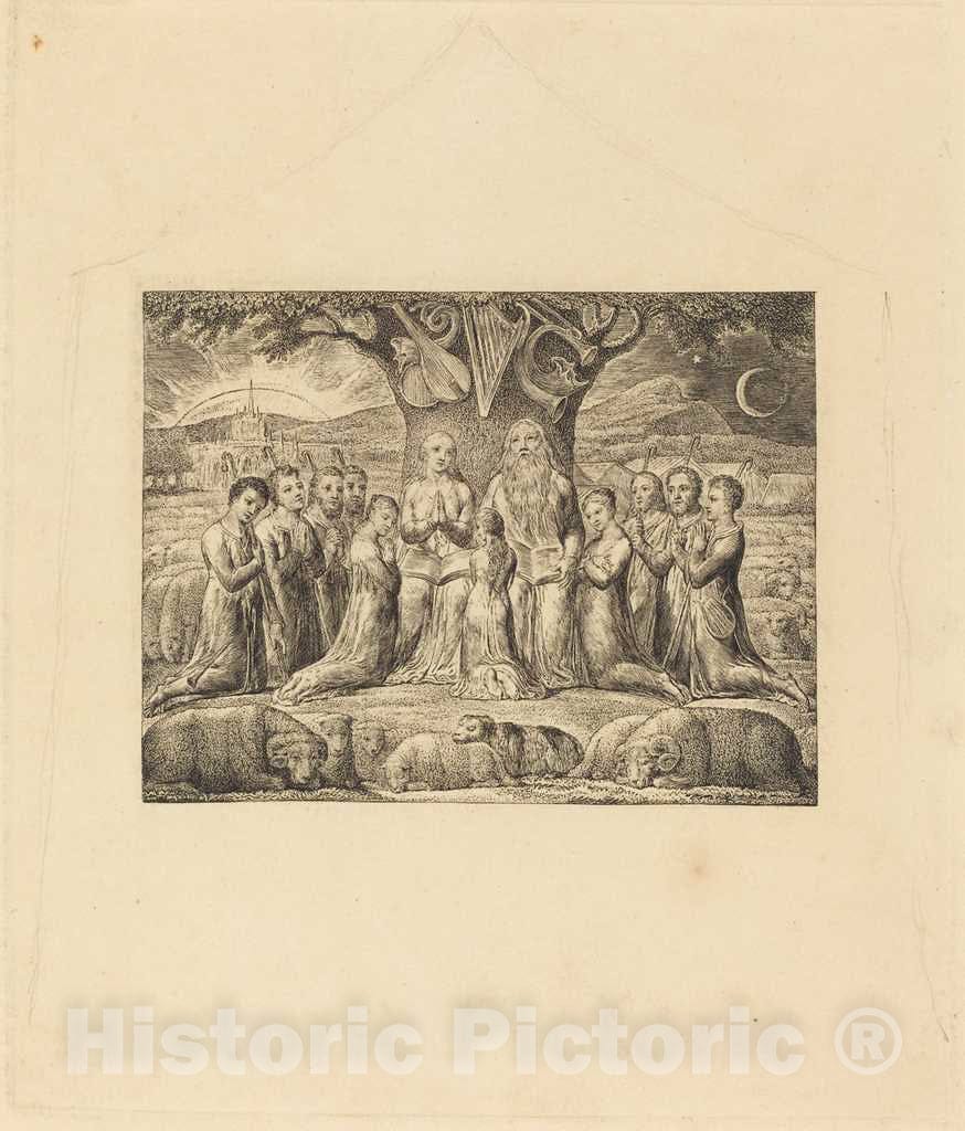 Art Print : William Blake, Job and His Family, 1825 - Vintage Wall Art