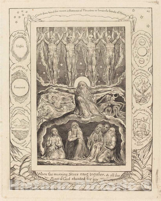 Art Print : William Blake, The Creation, 1825 - Vintage Wall Art