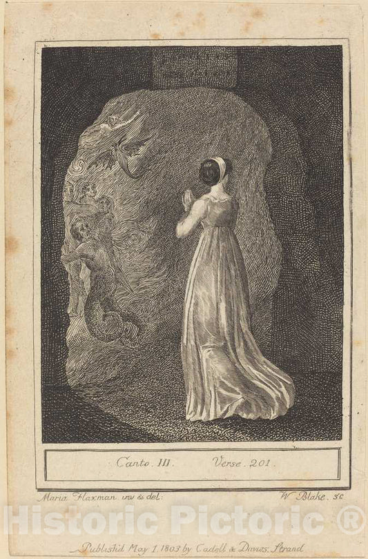 Art Print : Blake After Flaxman, Canto III, Verse 201, 1803 - Vintage Wall Art