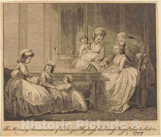 Art Print : Blake After Stothard, The Morning Amusements of her Royal Highness, 1782 - Vintage Wall Art