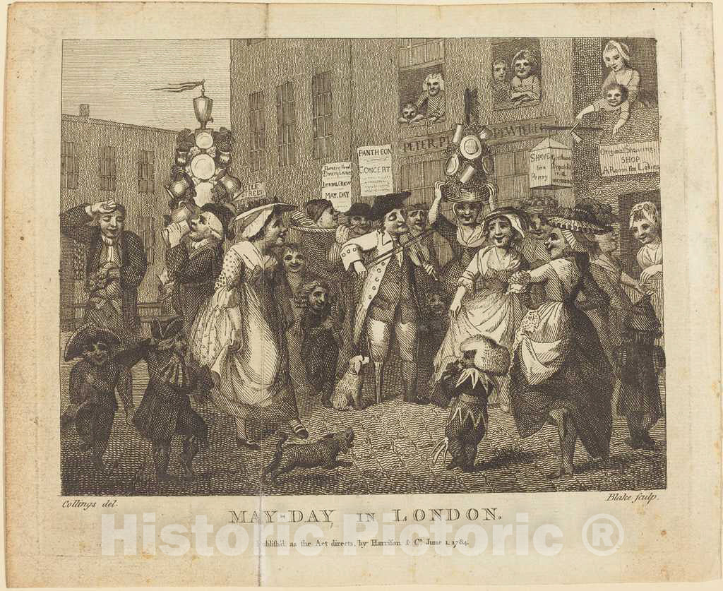 Art Print : Blake After Collings, May-Day in London, 1784 - Vintage Wall Art