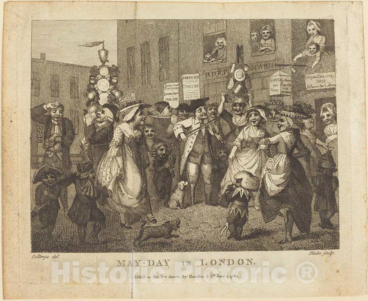 Art Print : Blake After Collings, May-Day in London, 1784 - Vintage Wall Art