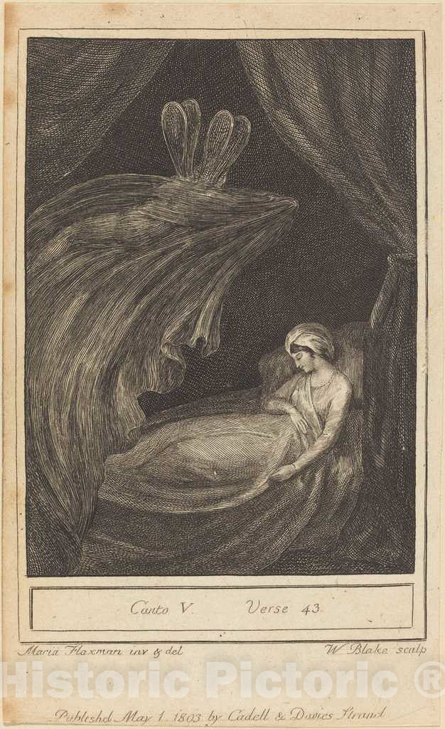 Art Print : Blake After Flaxman, Canto V, Verse 43, 1803 - Vintage Wall Art