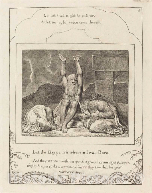 Art Print : William Blake, Job's Despair, 1825 - Vintage Wall Art