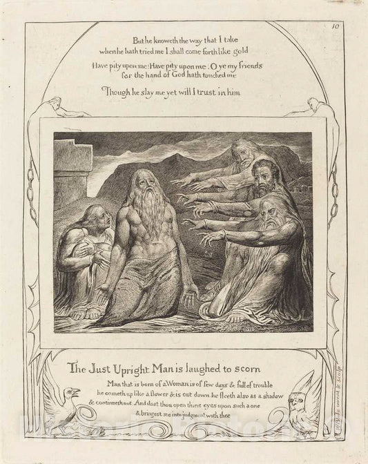 Art Print : William Blake, Job Rebuked by His Friends, 1825 - Vintage Wall Art