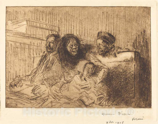 Art Print : Louis Forain, Evidence at The Hearing (Second Plate), 1908 - Vintage Wall Art