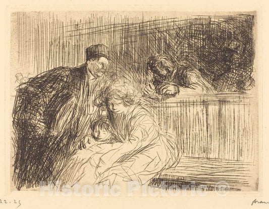 Art Print : Louis Forain, The Lawyer Talking to The Prisoner (Second Plate), 1909 - Vintage Wall Art
