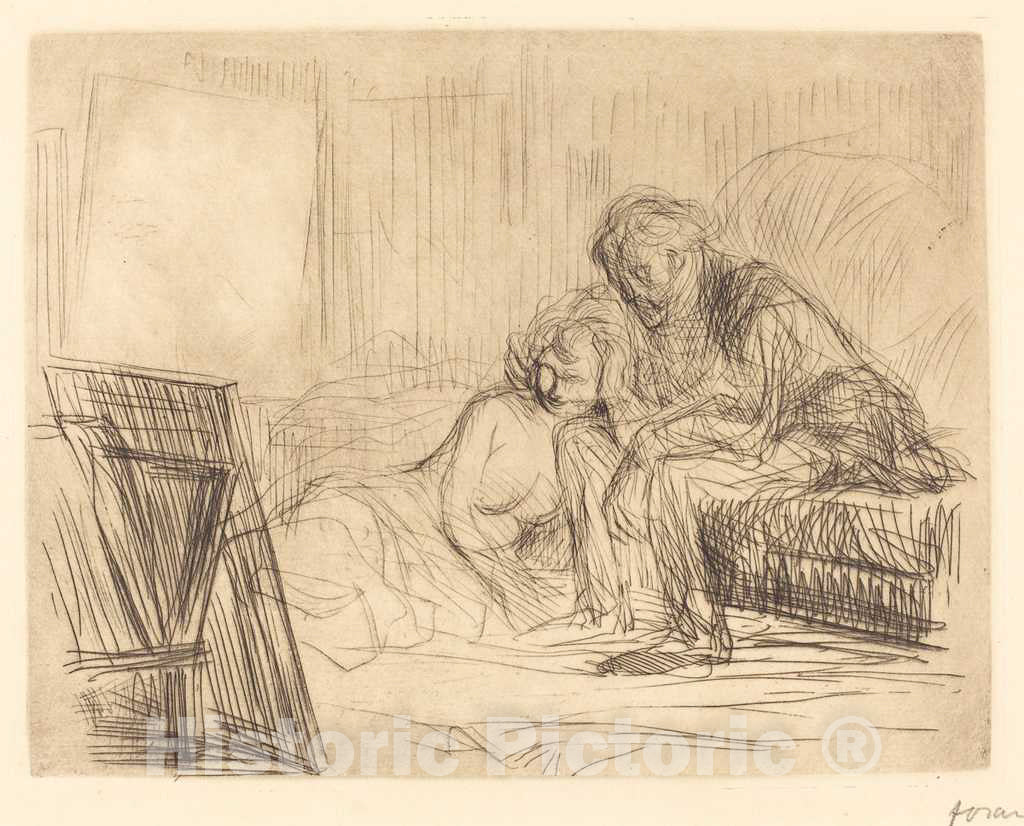 Art Print : Louis Forain, The Model's Rest (First Plate), 1909 - Vintage Wall Art