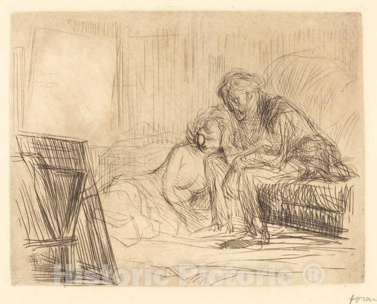 Art Print : Louis Forain, The Model's Rest (First Plate), 1909 - Vintage Wall Art